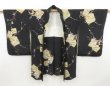 Photo6: 4502T03z450 Vintage Japanese Kimono Silk HAORI Plum blossom Black (6)