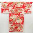 Photo1: 4502T05z450 Antique Japanese Kimono Silk JUBAN Jigami Red (1)