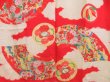 Photo3: 4502T05z450 Antique Japanese Kimono Silk JUBAN Jigami Red (3)