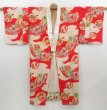 Photo8: 4502T05z450 Antique Japanese Kimono Silk JUBAN Jigami Red (8)