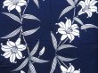 Photo5: 4502T10z430  Japanese Kimono Cotton YUKATA Lily Navy (5)