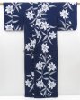 Photo8: 4502T10z430  Japanese Kimono Cotton YUKATA Lily Navy (8)