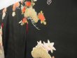 Photo2: 4502T11z1480 Antique Japanese Kimono Silk FURISODE Shell box Black (2)