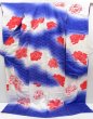 Photo1: 4502T12z1490  Japanese Kimono Silk FURISODE Peony Dark lavender blue (1)