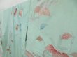 Photo2: 4502T13z780 Vintage Japanese Kimono Silk TSUKESAGE Paulownia Opal Green (2)