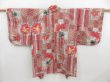 Photo1: 4503T04z500 Vintage Japanese Kimono Silk MEISEN HAORI Flower Dull red (1)