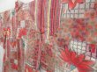 Photo2: 4503T04z500 Vintage Japanese Kimono Silk MEISEN HAORI Flower Dull red (2)