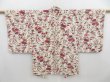 Photo1: 4503T06z510 Vintage Japanese Kimono Silk HAORI Flowers Off-white (1)