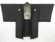 Photo6: 4503T07z400 Vintage Japanese Kimono Silk Men's HAORI Tea utensils Black (6)