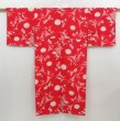 Photo1: 4503T09z510 Vintage Japanese Kimono Silk JUBAN Chrysanthemum Red (1)