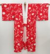 Photo7: 4503T09z510 Vintage Japanese Kimono Silk JUBAN Chrysanthemum Red (7)