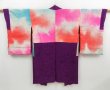 Photo2: 4504T02z390 Antique Japanese Kimono Silk HAORI Flowers Purple (2)