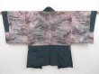 Photo5: 4504T03z580 Vintage Japanese Kimono Silk Men's HAORI Mountain Green-Gray (5)