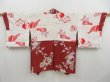 Photo6: 4504T05z480 Vintage Japanese Kimono Jinken HAORI Yukiwa Red-Brown (6)