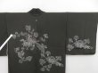 Photo6: 4504T08z560 Vintage Japanese Kimono Silk HAORI Phoenix Dark gray-olive (6)