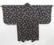 Photo4: 4504T13z390 Antique Japanese Kimono Silk HAORI Flower Black (4)