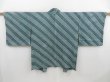 Photo1: 4505T11z410 Vintage Japanese Kimono Silk SHIBORI HAORI  Deep cyan (1)