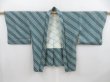 Photo5: 4505T11z410 Vintage Japanese Kimono Silk SHIBORI HAORI  Deep cyan (5)