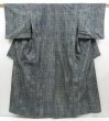 Photo1: 4506T01z860 Vintage Japanese Kimono Silk TSUMUGI  Blue-Gray (1)