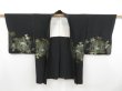 Photo6: 4506T07z610 Vintage Japanese Kimono Silk HAORI Chrysanthemum Black (6)