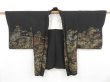 Photo7: 4506T10z680 Vintage Japanese Kimono Silk HAORI Wave Black (7)