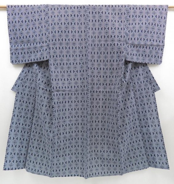 Photo1: 4506T13z390 Vintage Japanese Kimono Cotton Men’s YUKATA  Indigo (1)