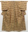 Photo1: 4509T01z900 Vintage Japanese Kimono Silk TSUMUGI  Yellow ochre (1)