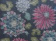 Photo6: 4509T02z790 Vintage Japanese Kimono Silk TSUMUGI Flowers Dark gray (6)