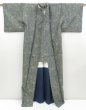 Photo8: 4509T03z800 Vintage Japanese Kimono Silk TSUMUGI Peony Dull olive (8)