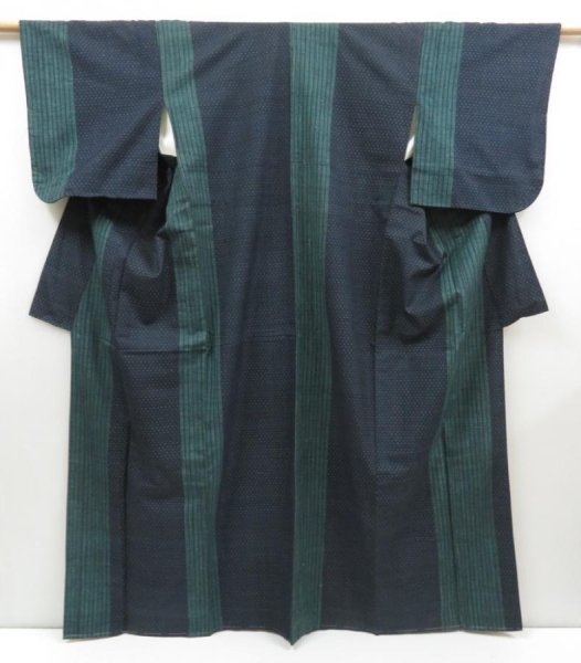 Photo1: 4509T04z880 Vintage Japanese Kimono Silk TSUMUGI  Dark gray (1)