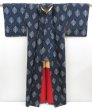 Photo8: 4509T06z830 Vintage Japanese Kimono Silk TSUMUGI  Navy (8)