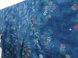 Photo2: 4509T08z820 Vintage Japanese Kimono Silk TSUMUGI Flowers Dark blue (2)