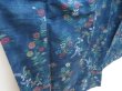 Photo3: 4509T08z820 Vintage Japanese Kimono Silk TSUMUGI Flowers Dark blue (3)