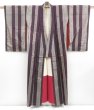 Photo8: 4509T10z680 Vintage Japanese Kimono Silk TSUMUGI Stripe Grape (8)