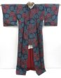 Photo8: 4509T11z790 Vintage Japanese Kimono Silk TSUMUGI Flower Dark navy (8)