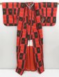 Photo8: 4509T13z940  Japanese Kimono Silk TSUMUGI  Orange-Red (8)