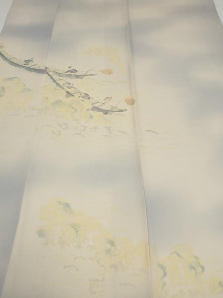 Photo1: 2M04z210  Japanese Kimono Silk  FABRIC  Gray 56.7x26.4 (1)