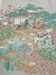 Photo1: 2N03z240  Japanese Kimono Silk  FABRIC Japanese palace garden Gray 63.8x28.3 (1)