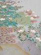 Photo2: 2N03z240  Japanese Kimono Silk  FABRIC Japanese palace garden Gray 63.8x28.3 (2)