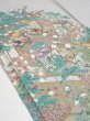 Photo3: 2N04z250  Japanese Kimono Silk  FABRIC Japanese palace garden Gray 63.8x28.7 (3)