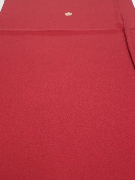 Photo1: 2N02z60  Japanese Kimono Silk  FABRIC Plain Dark red 43.3x15.7 (1)