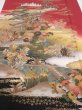 Photo1: 2N04z140  Japanese Kimono Silk  FABRIC Japanese palace garden Dark red 63.0x19.9 (1)