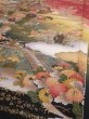 Photo2: 2N04z140  Japanese Kimono Silk  FABRIC Japanese palace garden Dark red 63.0x19.9 (2)