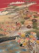 Photo3: 2N04z140  Japanese Kimono Silk  FABRIC Japanese palace garden Dark red 63.0x19.9 (3)