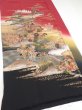 Photo4: 2N04z140  Japanese Kimono Silk  FABRIC Japanese palace garden Dark red 63.0x19.9 (4)