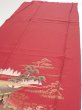 Photo5: 2N04z140  Japanese Kimono Silk  FABRIC Japanese palace garden Dark red 63.0x19.9 (5)