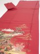 Photo8: 2N04z140  Japanese Kimono Silk  FABRIC Japanese palace garden Dark red 63.0x19.9 (8)