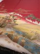 Photo2: 2N05z180  Japanese Kimono Silk  FABRIC Garden Dark red 64.6x30.5 (2)