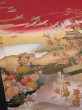 Photo3: 2N05z180  Japanese Kimono Silk  FABRIC Garden Dark red 64.6x30.5 (3)