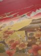 Photo5: 2N05z180  Japanese Kimono Silk  FABRIC Garden Dark red 64.6x30.5 (5)